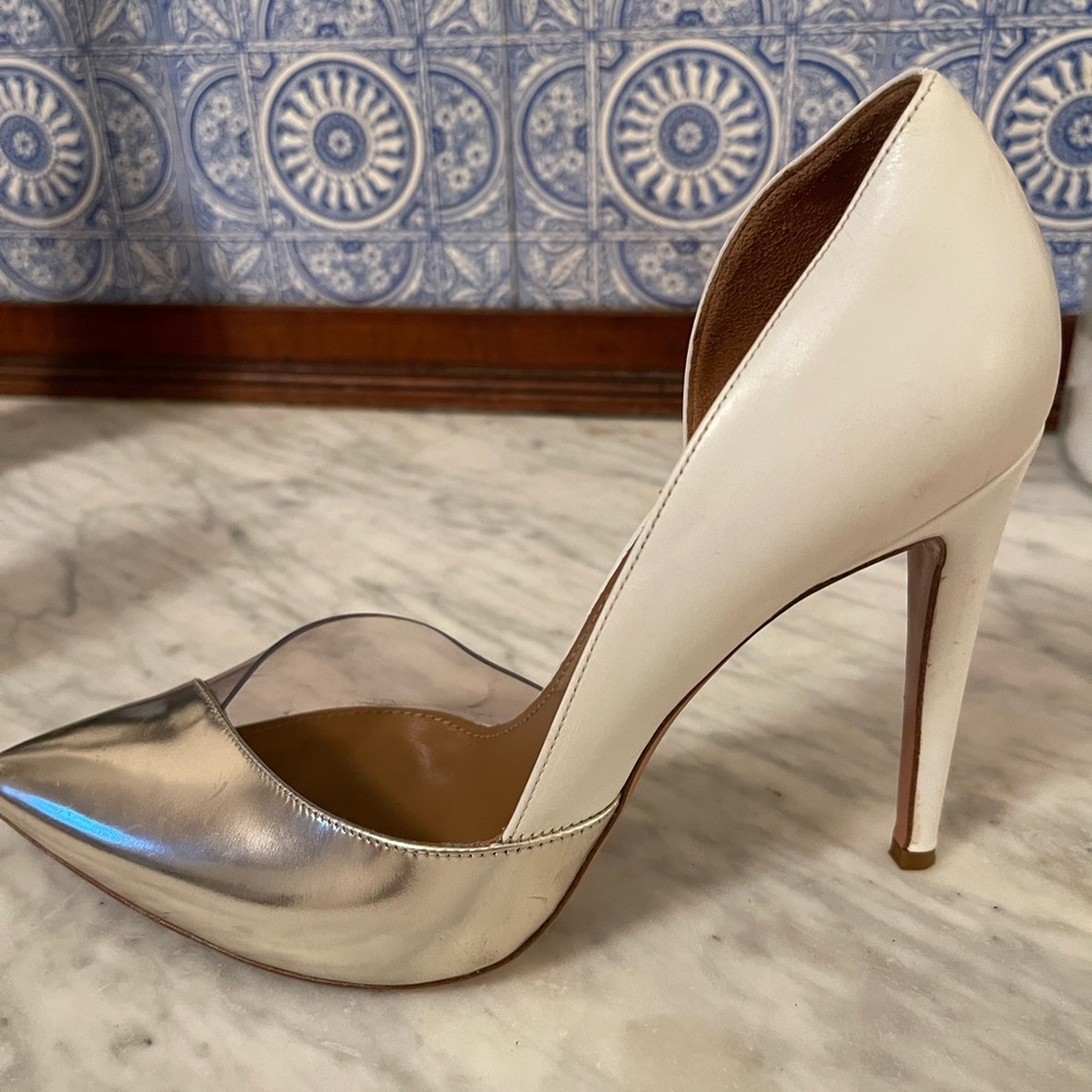 Aquazzura Pumps - white silver clear, beautiful, high heel size 38 1/2